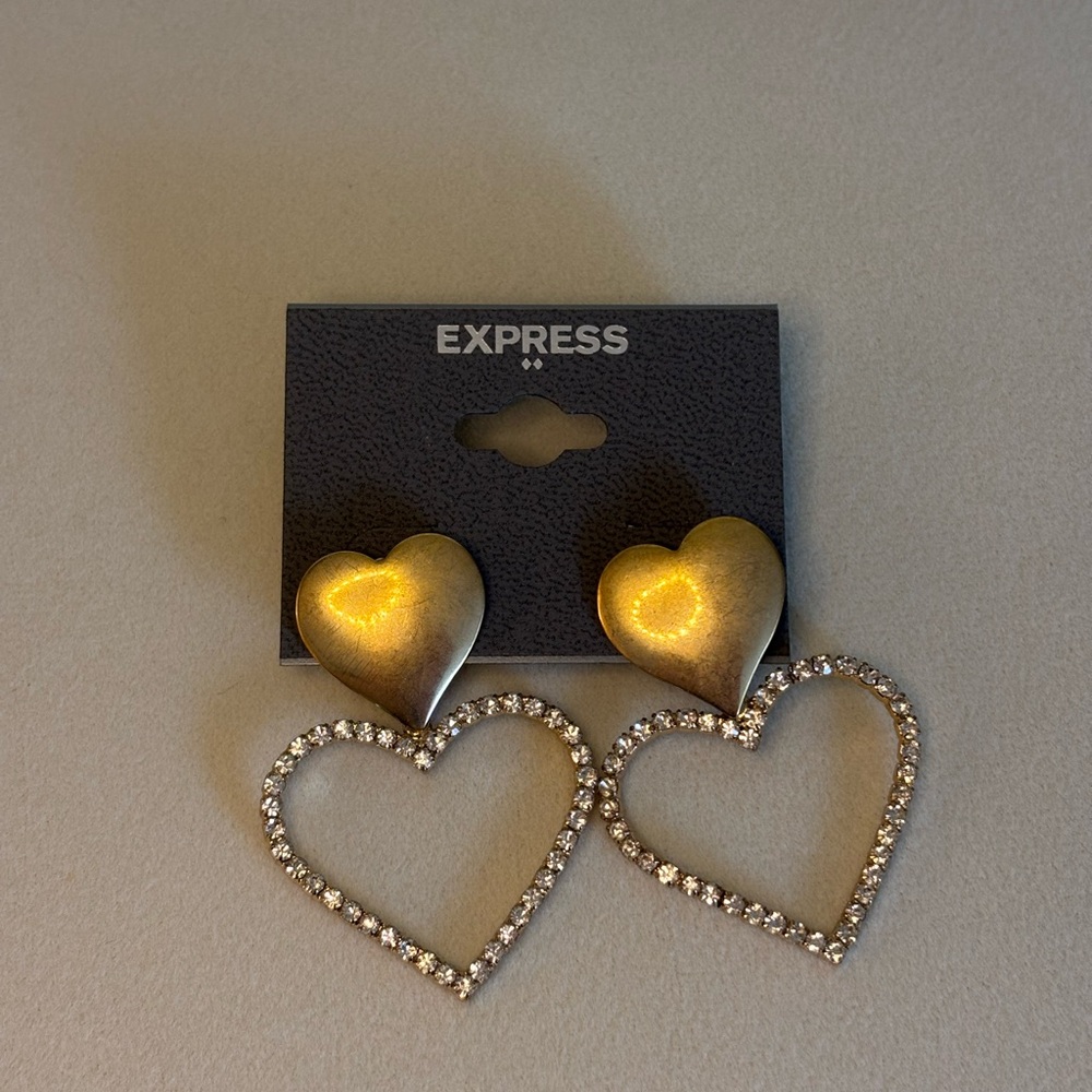 Express Shimmering Gold Heart Earrings